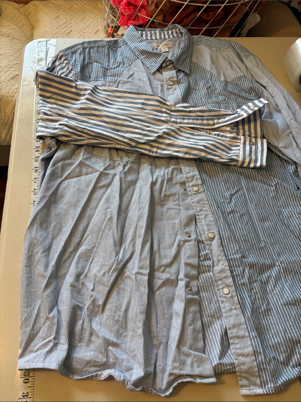 Blue Cowboy Mens Shirt Size XXL Western Rodeo Country Patchwork Snaps - Picture 11 of 12